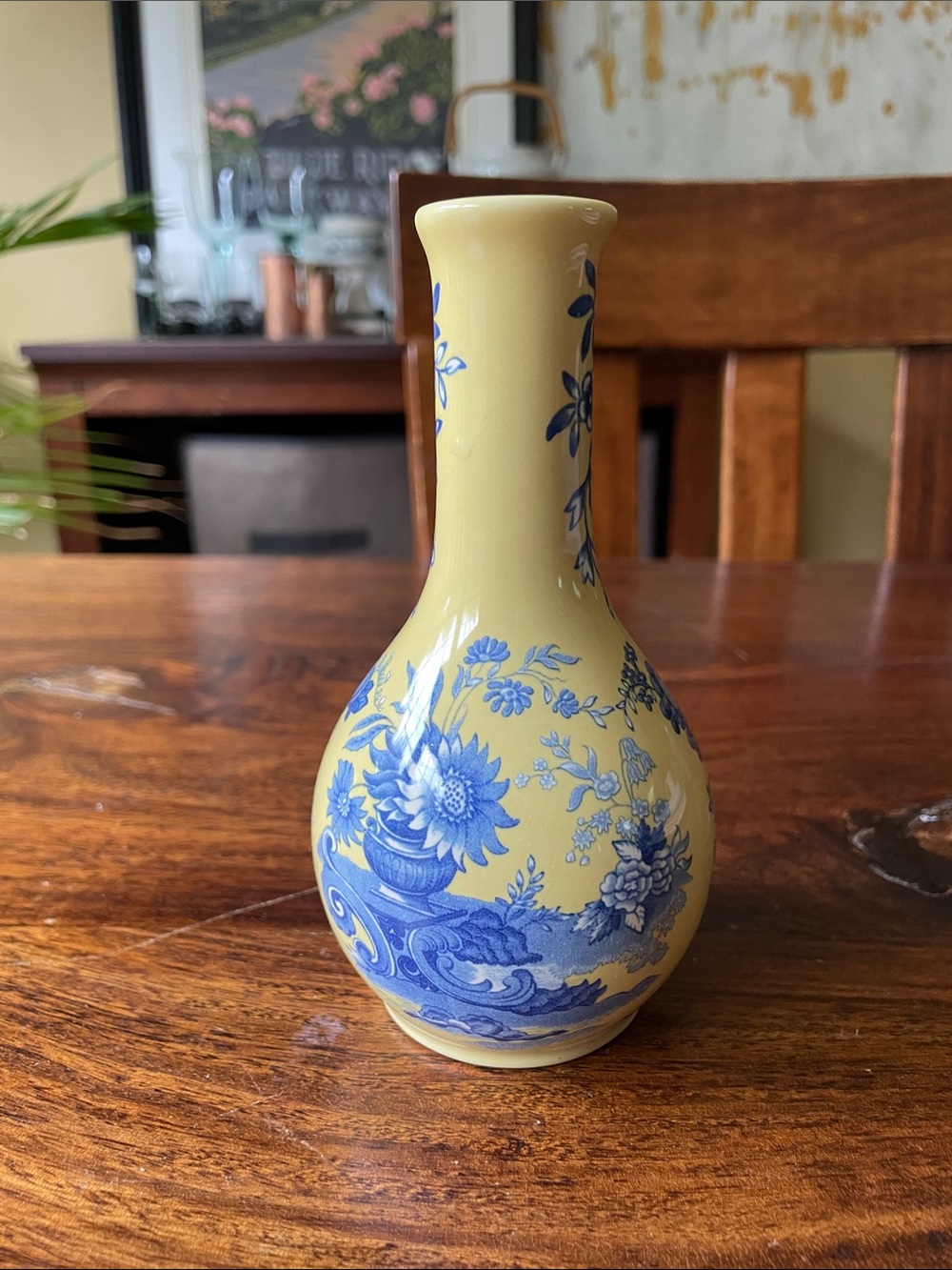 Spode Vintage Blue Room Garden Collection Bud Vase L0407 Blue Yellow England